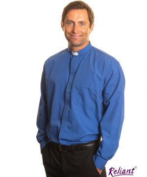 Clerical Shirt: Men 1' Slip-in Collar L/S Royal Blue  Reliant Shirts